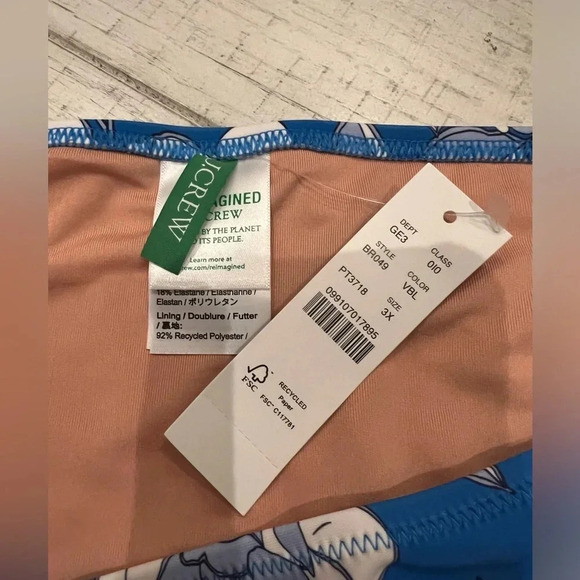 NWT J. Crew Women’s Hipster Full Coverage Bikini Bottom in Blue/White in size 3X - Picture 5 of 5